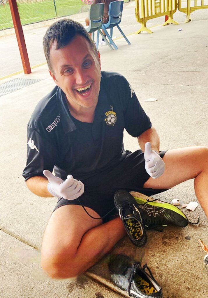 Podiatrist Luke Simpson of Sports & Injury Management, Diamond Creek working with Bundoora United soccer team